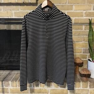 Fennec Mens Black & White Striped Golf 1/4 Zip Pullover Size Medium